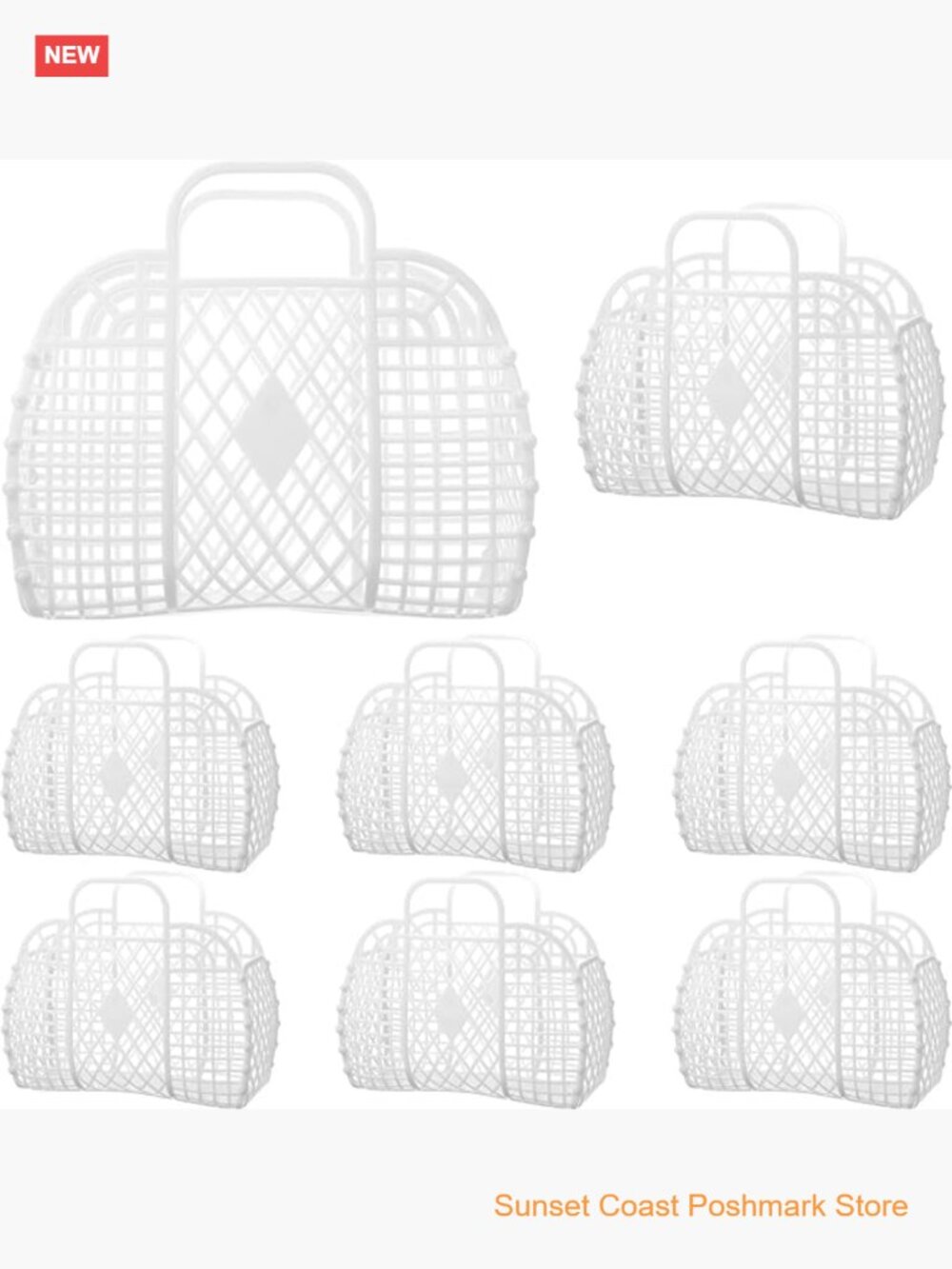 Set of 8 Clear Plastic Jelly Tote Bags Party Favor Beach Bag